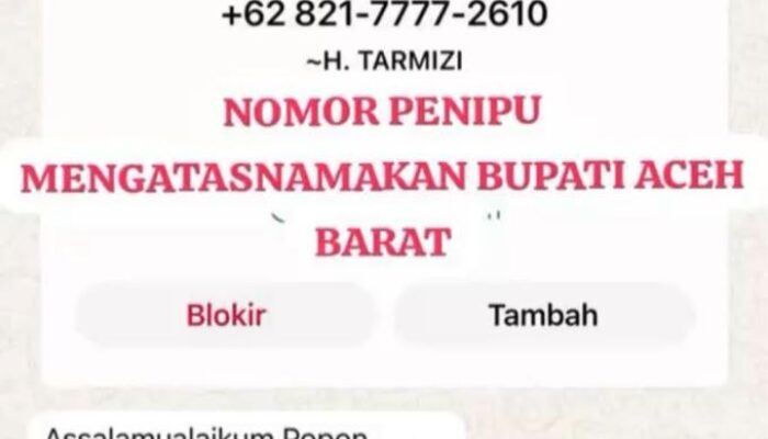 Akun WhatsApp Palsu Catut nama Bupati Tarmizi, Masyarakat diminta Hati-hati